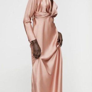 Zara Knotted Beige Pink Dress / Size Small / NWT